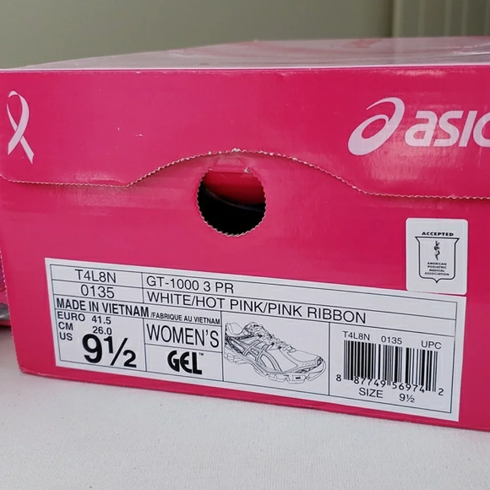 Asics women's 9.5 Breast Cancer Awareness Pink Ribbon GT 1000 3 PR - Picture 12 of 16